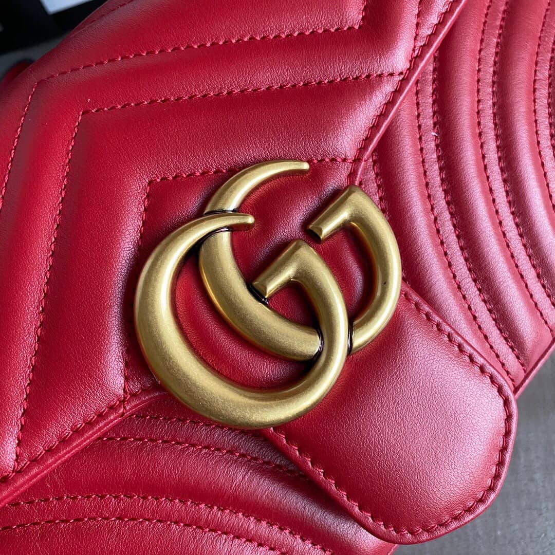 Gvc*1 GG Marmont Matelasse Shoulder Bag Replica Red 443497