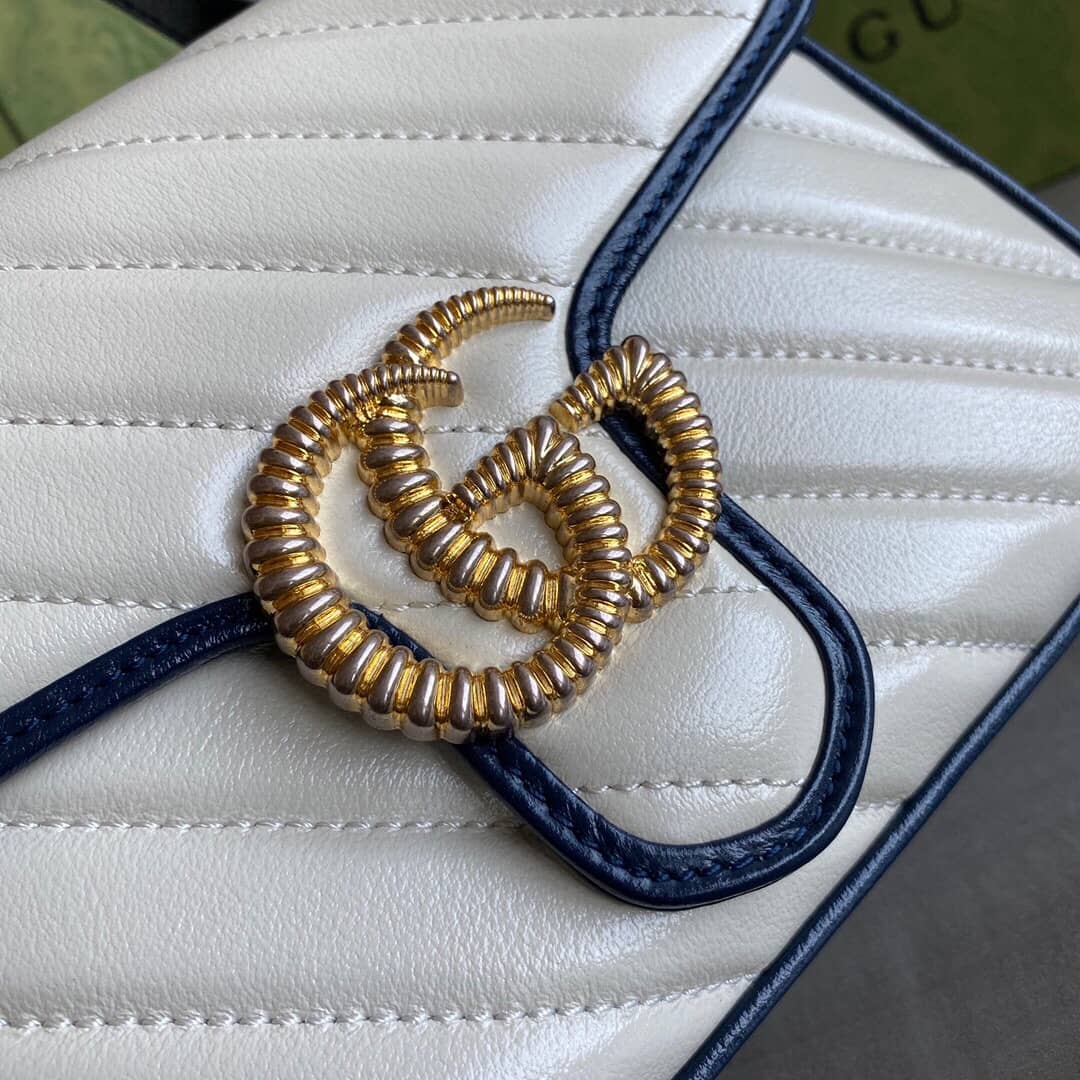 Gvc*1 GG Marmont Mini Top Handle Bag Replica White Blue 583571