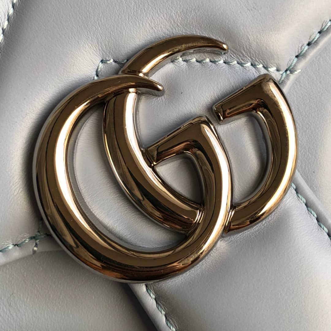 Gvc*1 GG Marmont Mini Leather Top Handle Bag Replica Blue 547260