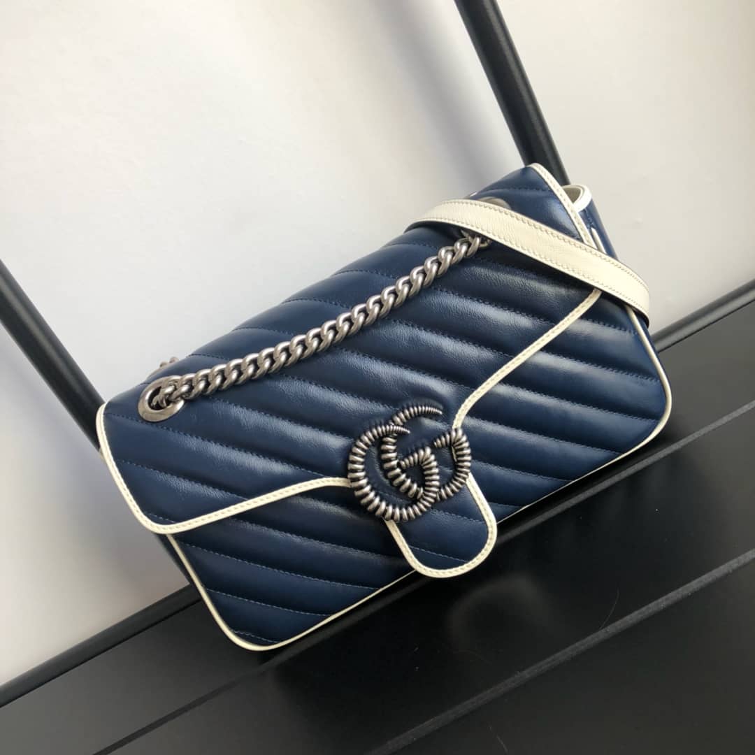 Gvc*1 GG Marmont Matelasse Shoulder Bag Replica Blue 443497