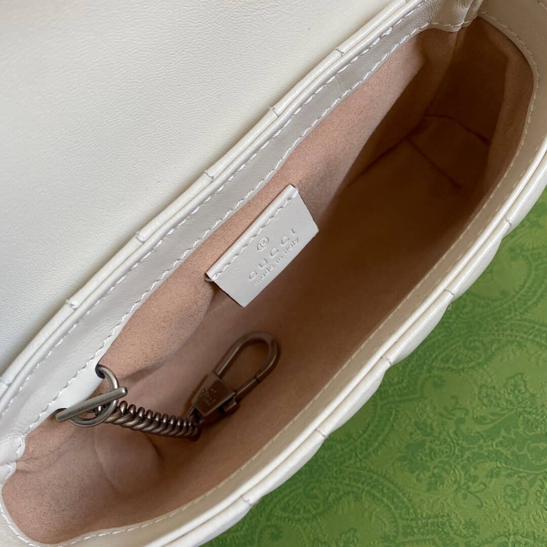 Gvc*1 GG Marmont Matelasse Leather Mini Shoulder Bag Replica White 476433