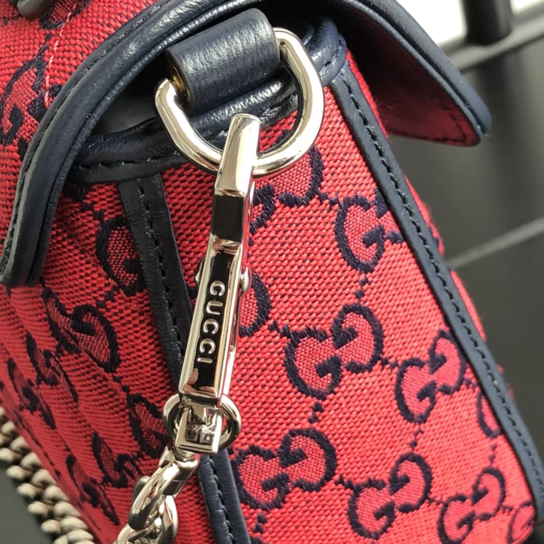 Gvc*1 GG Marmont Mini Top Handle Bag Replica Red 583571