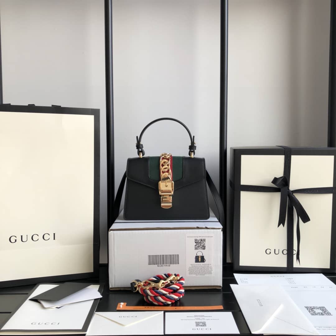 Gvc*1 Sylvie Leather Mini Shoulder Bag Replica White Black 470270