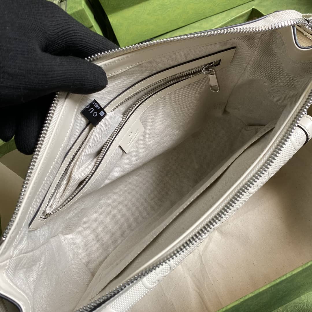 Gvc*1 Mens GG Embossed Messenger Bag Replica Black 658565