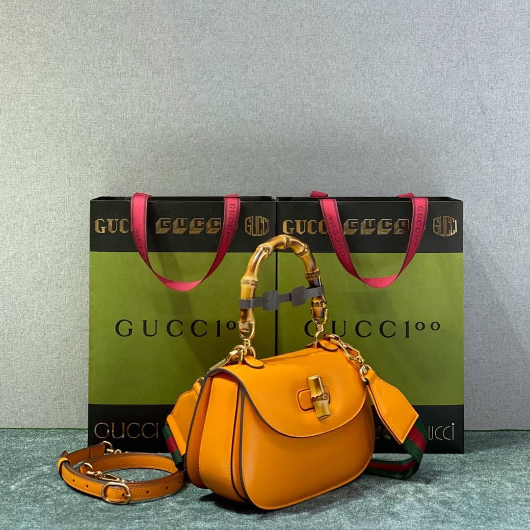 Gvc*1 Bamboo 1947 Small Top Handle Bag 675797 Orange Replica