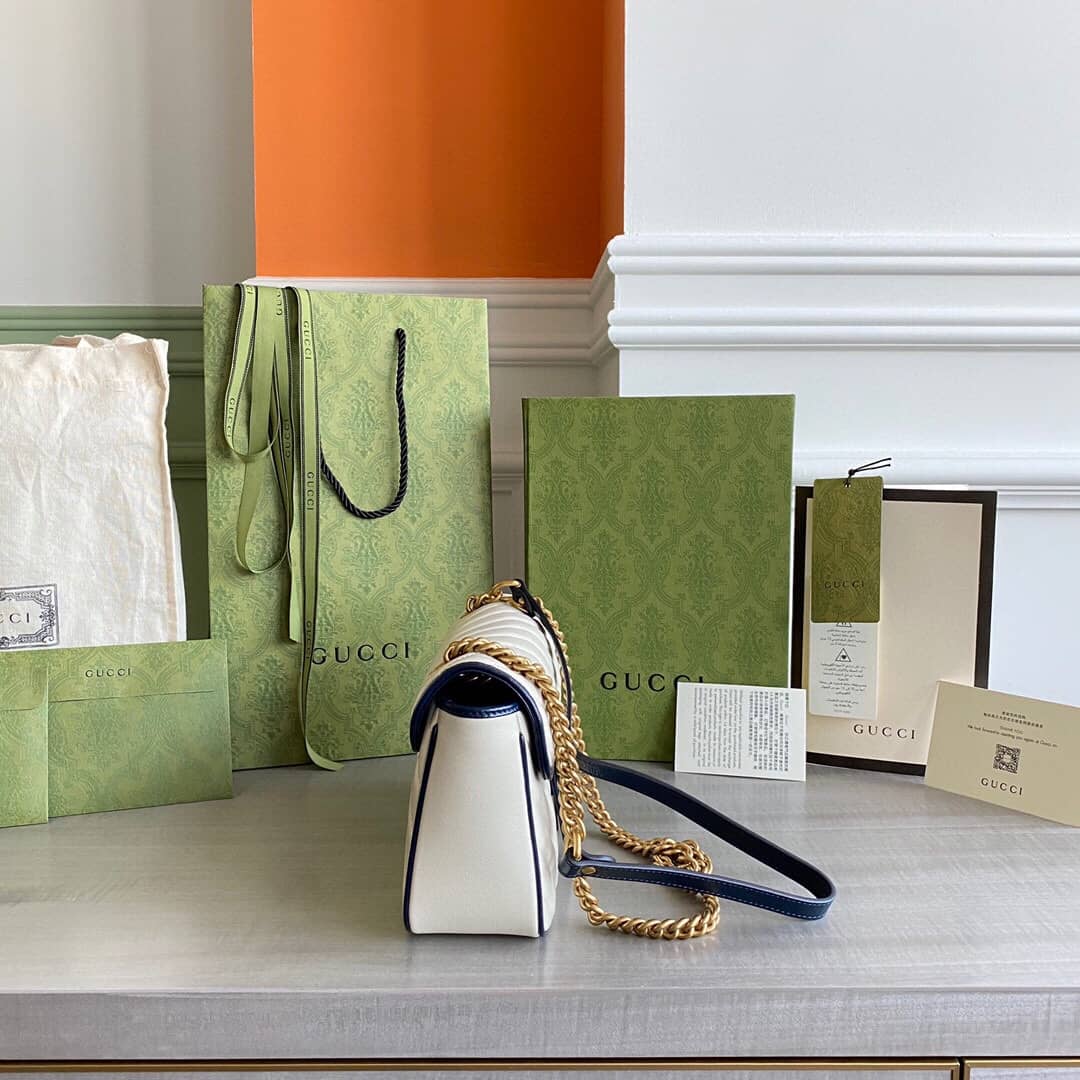 Gvc*1 GG Marmont Matelasse Shoulder Bag Replica White 443497