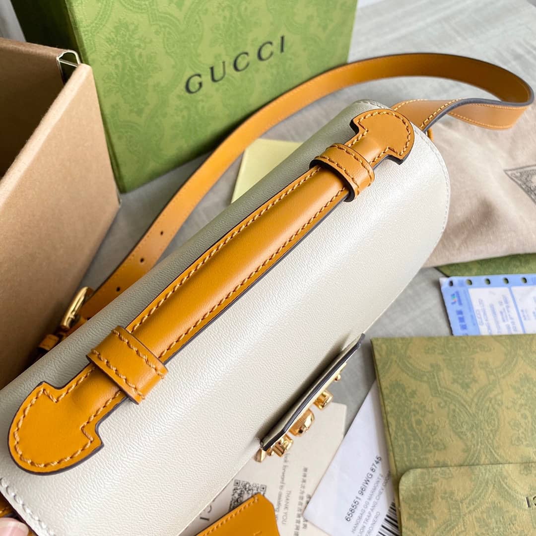 Gvc*1 Padlock Mini GG Svp*me Shoulder Bag Replica White 658487