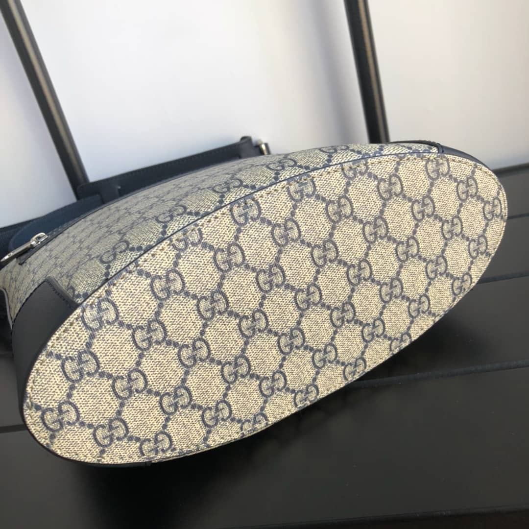 Gvc*1 Mens Svp*me Leather Double G Messenger Bag Replica Gray 406388