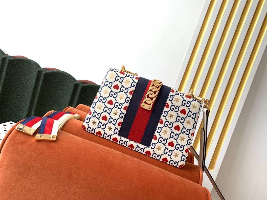 Gvc*1 Sylvie Small Leather Shoulder Bag Replica White Blue 524405