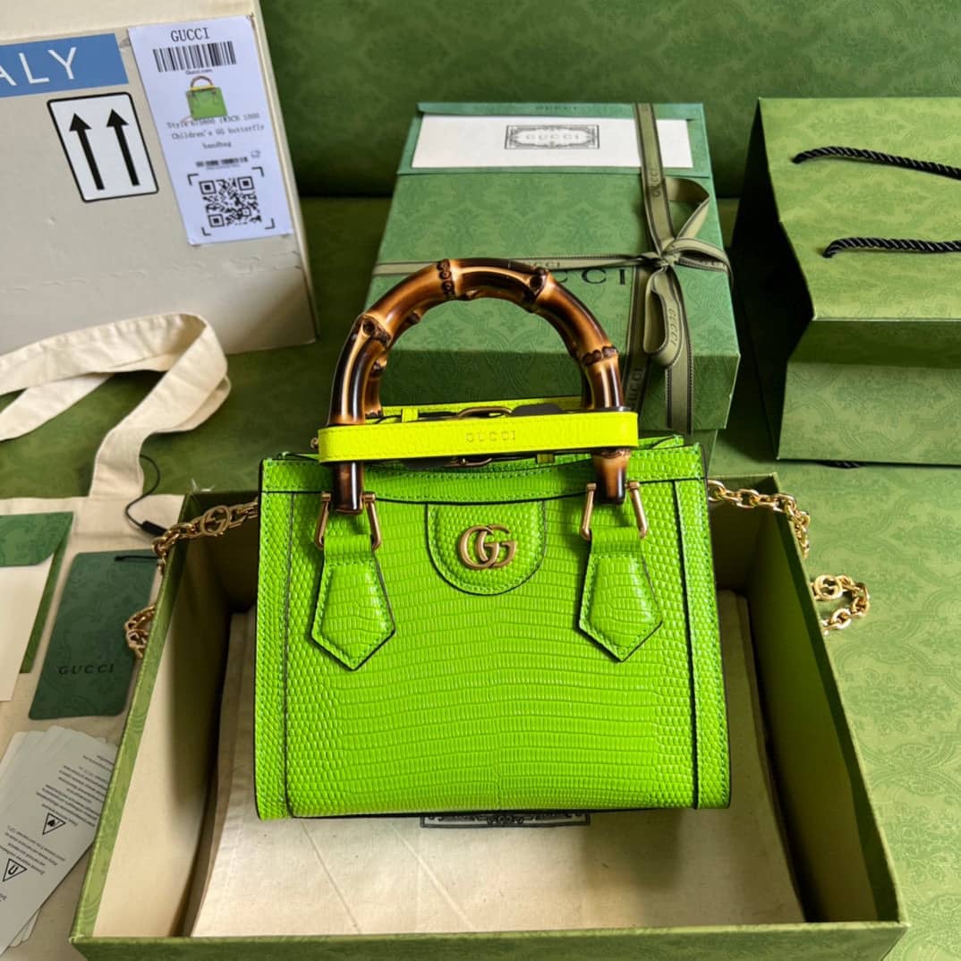 Gvc*1 Diana Lizard Mini Bag Green 675800 Replica Tote