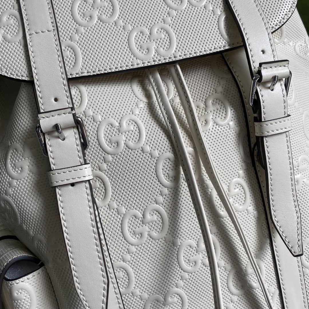 Gvc*1 GG Embossed Backpack Replica White 625770