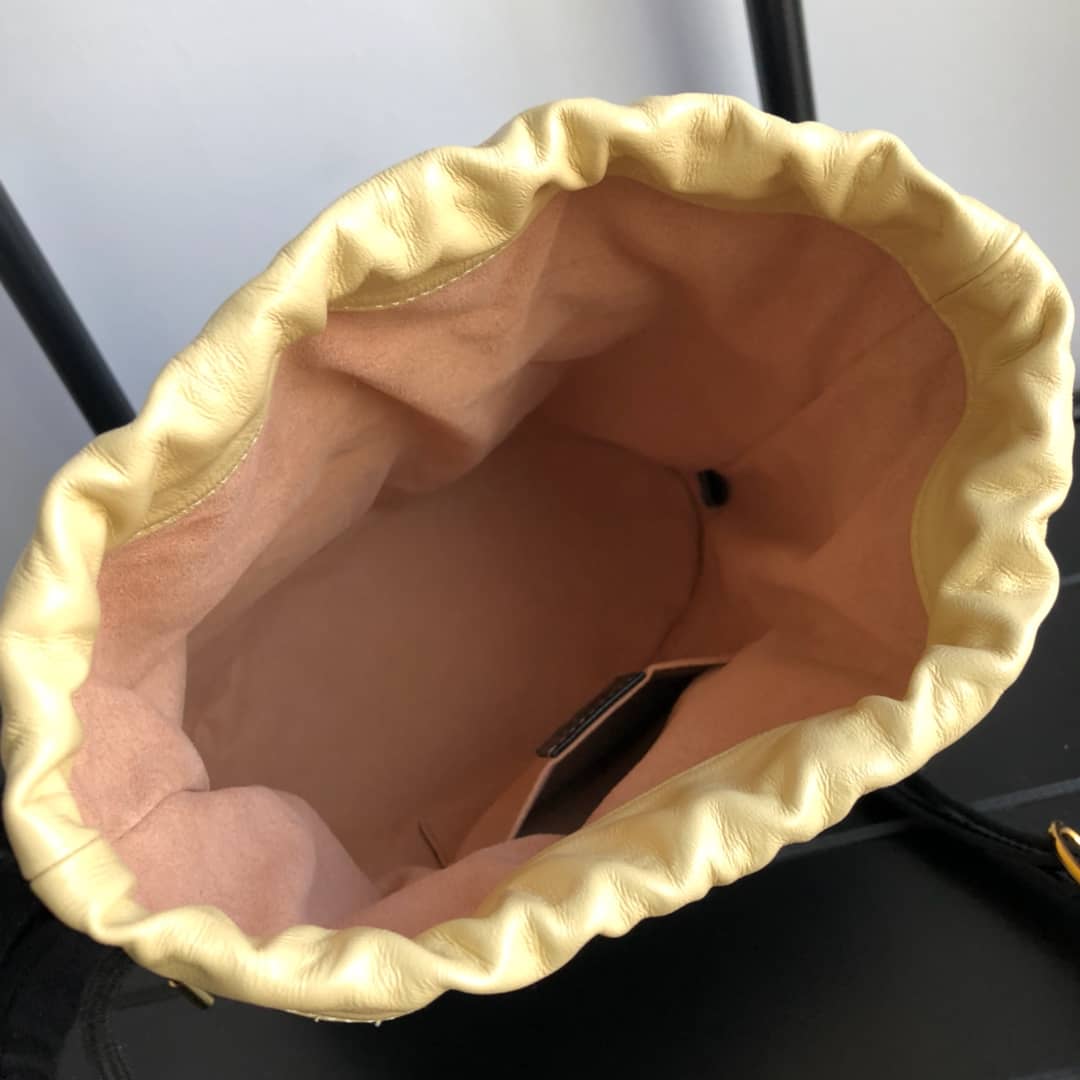 Gvc*1 1955 Horsebit Bucket Bag Replica Yellow Black 602118