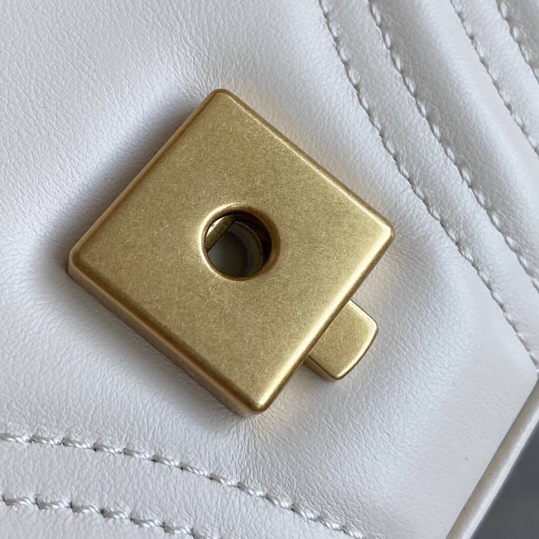 Gvc*1 GG Marmont Mini Leather Top Handle Bag Replica White 547260