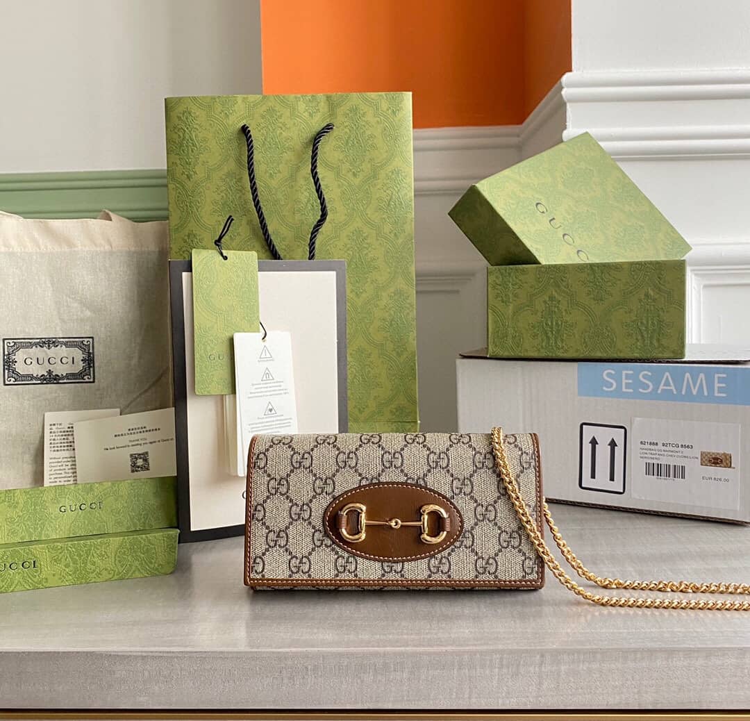 Gvc*1 Horsebit Bag Dupe 1955 Zip Around Wallet With Chain Replica 621888