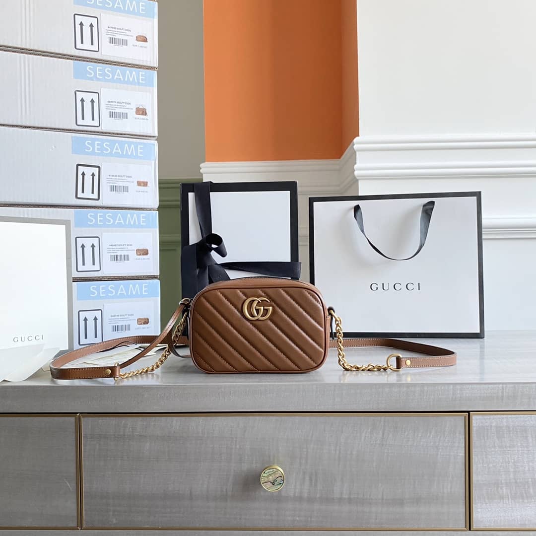 Gvc*1 GG Marmont Matelassé Mini Bag Replica Brown 448065