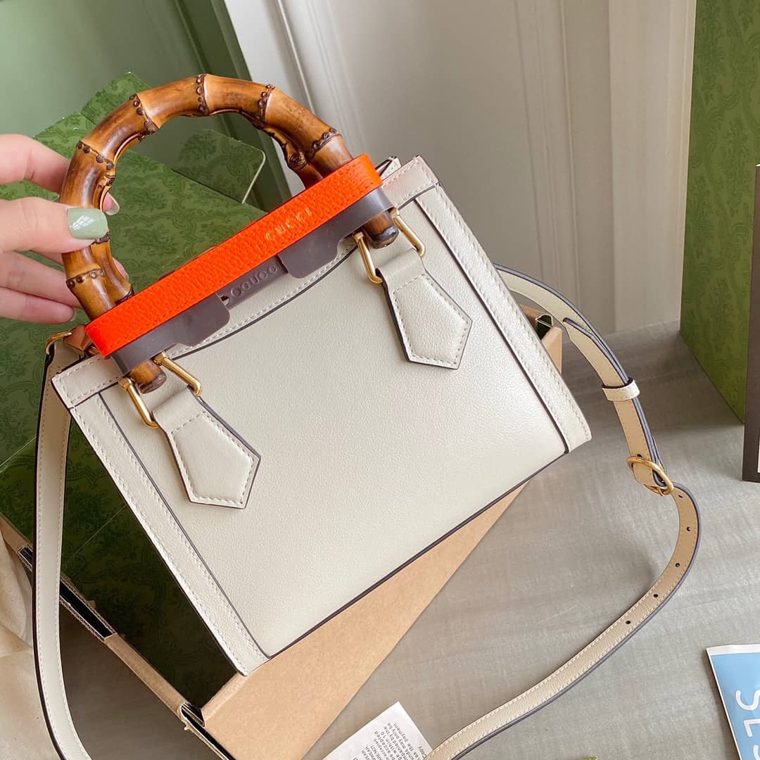 Gvc*1 Diana Mini Bamboo Tote Bag Replica White 655661