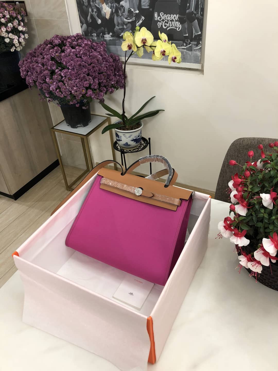 Replica H**me5 Birkin Bag 31 Canvas Leather HerBag