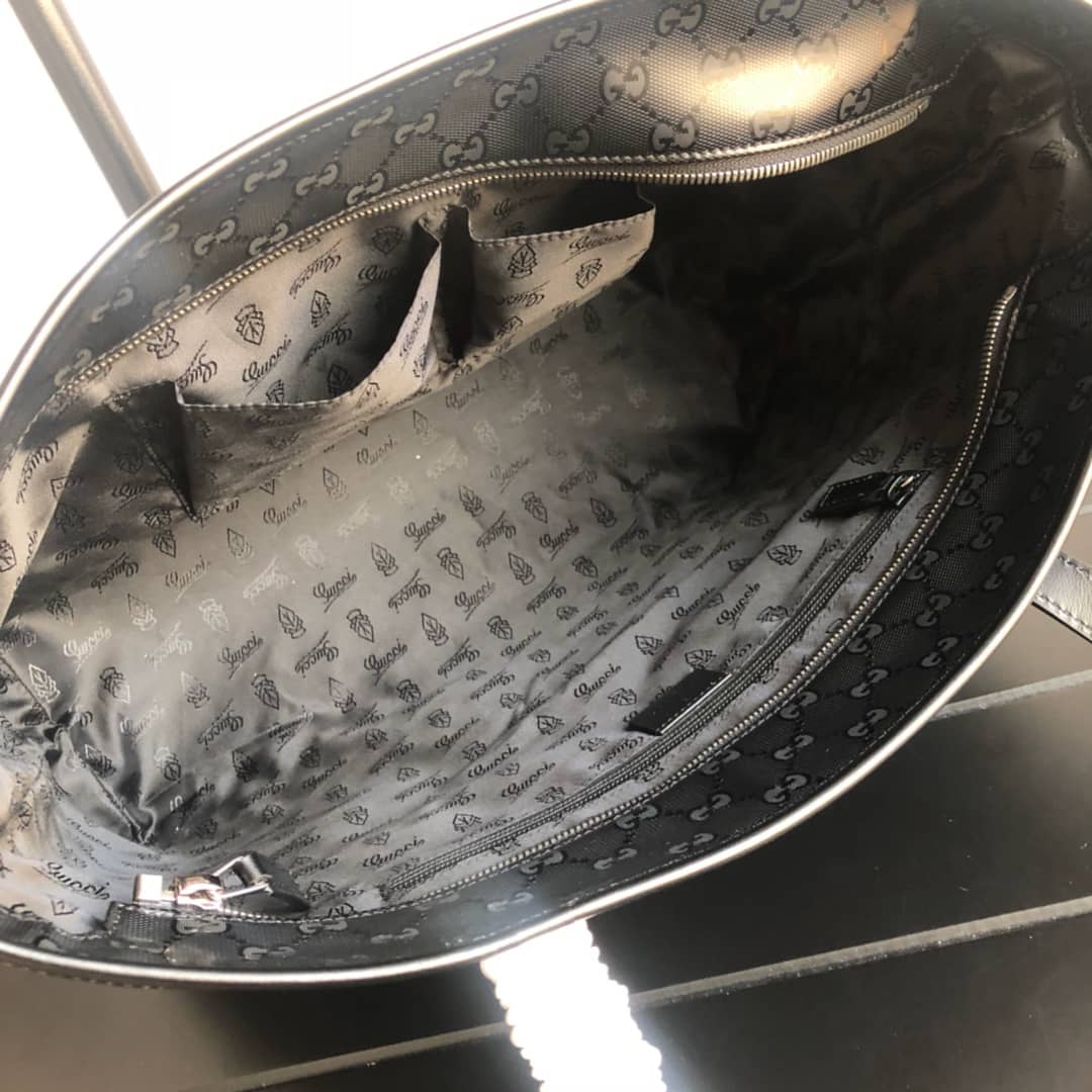 Gvc*1 GG Plus Large Zip Top PVC Replica Tote Black 211137