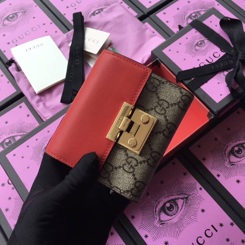 Gvc*1 Padlock Bee Star Print Calfskin Wallet Replica 453155