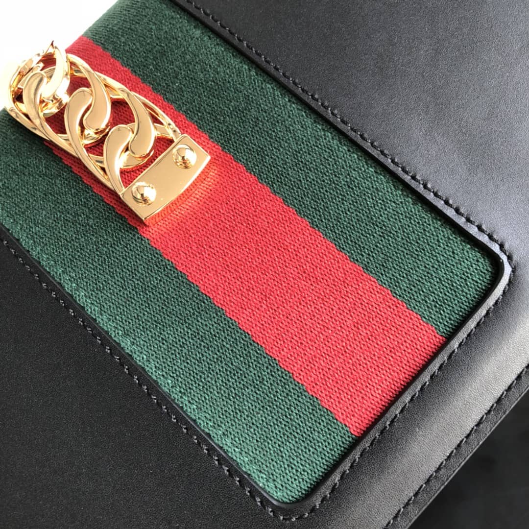 Gvc*1 Sylvie Small Leather Shoulder Bag Replica Black 421882