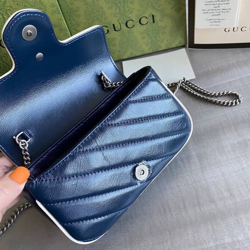 Gvc*1 GG Marmont Mini Matelasse Leather Shoulder Bag Replica Blue 574969