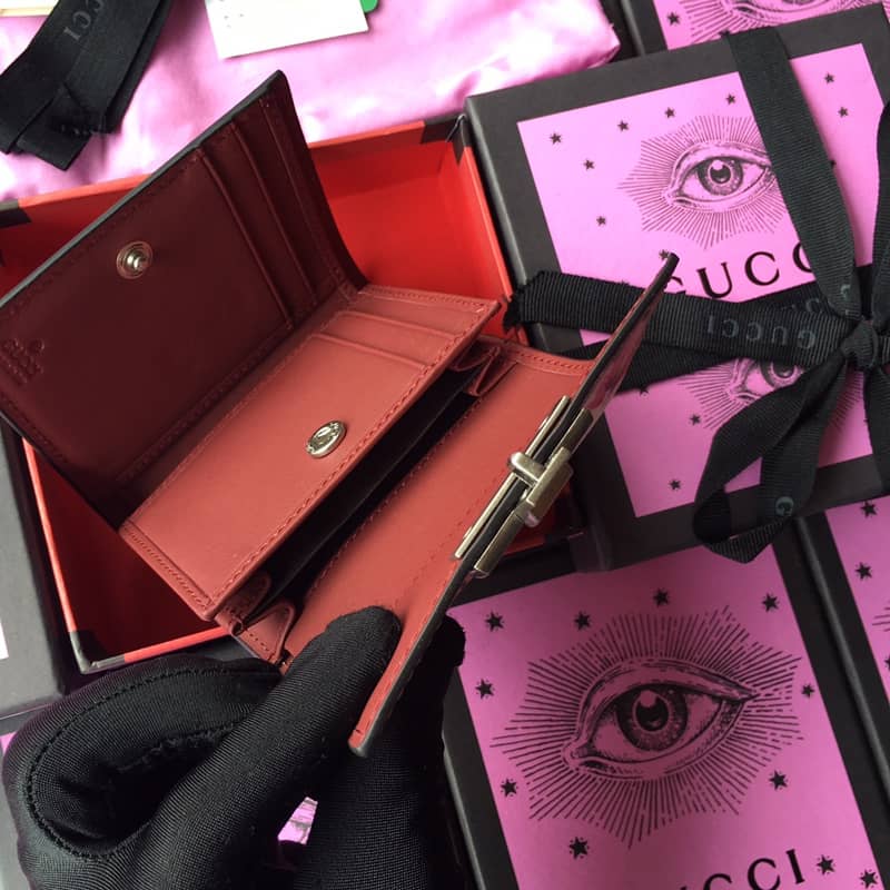 Gvc*1 Padlock Bee Star Print Calfskin Wallet Replica 453155