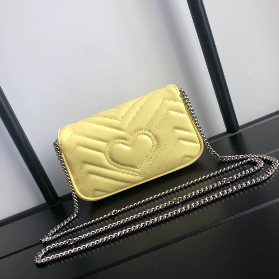 Gvc*1 GG Marmont Matelasse Leather Mini Shoulder Bag Replica Yellow 476433