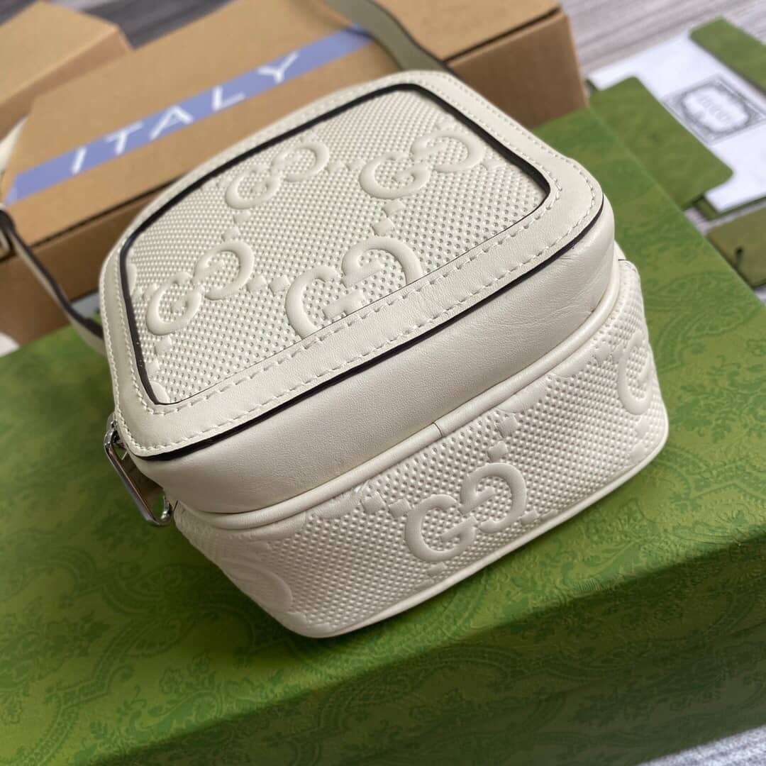 Gvc*1 GG Embossed Mini Bag Replica White 658553