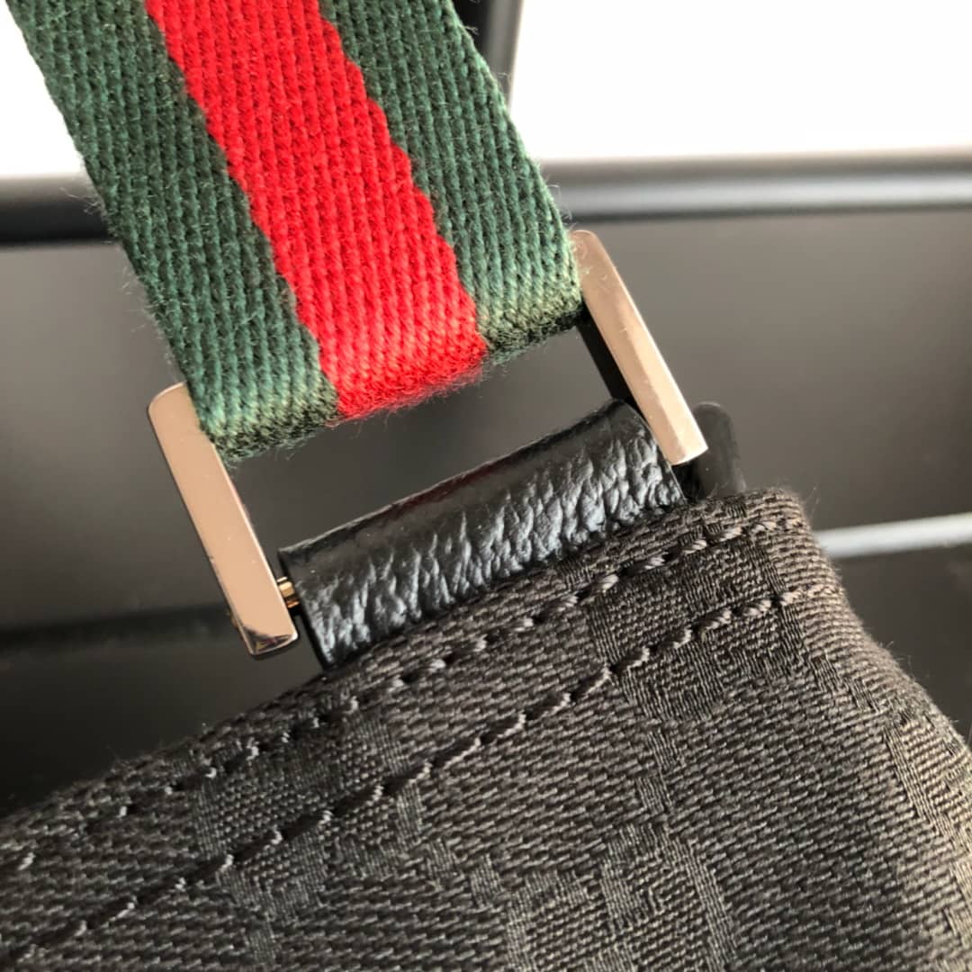 Gvc*1 GG Monogram Canvas Web Small Messenger Bag Replica Black 146309