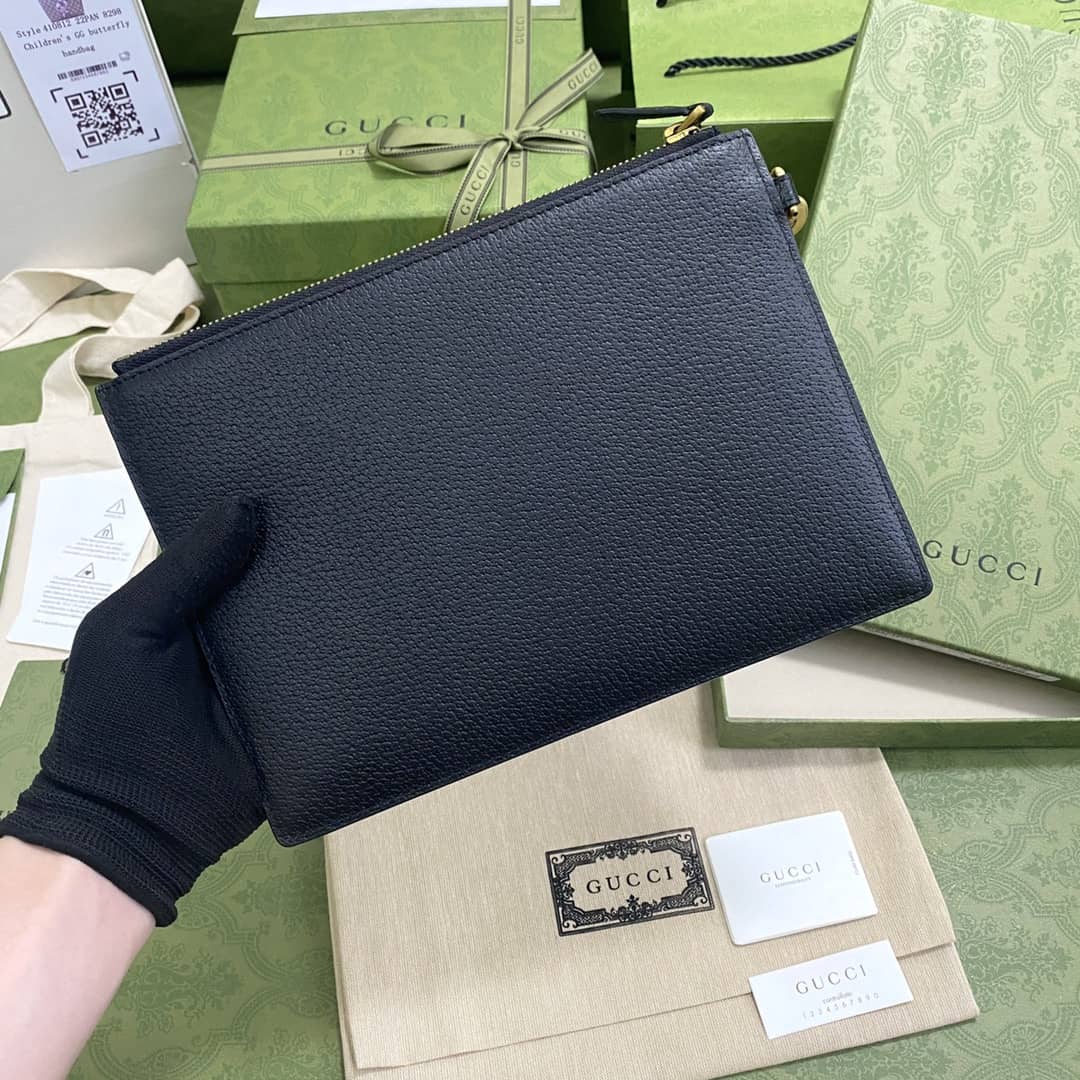 Gvc*1 GG Marmont Black Leather Pouch Replica 658562