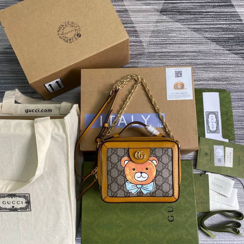 Gvc*1 GG Svp*me Ophidia Mini Camera Bag Replica Yellow 602576