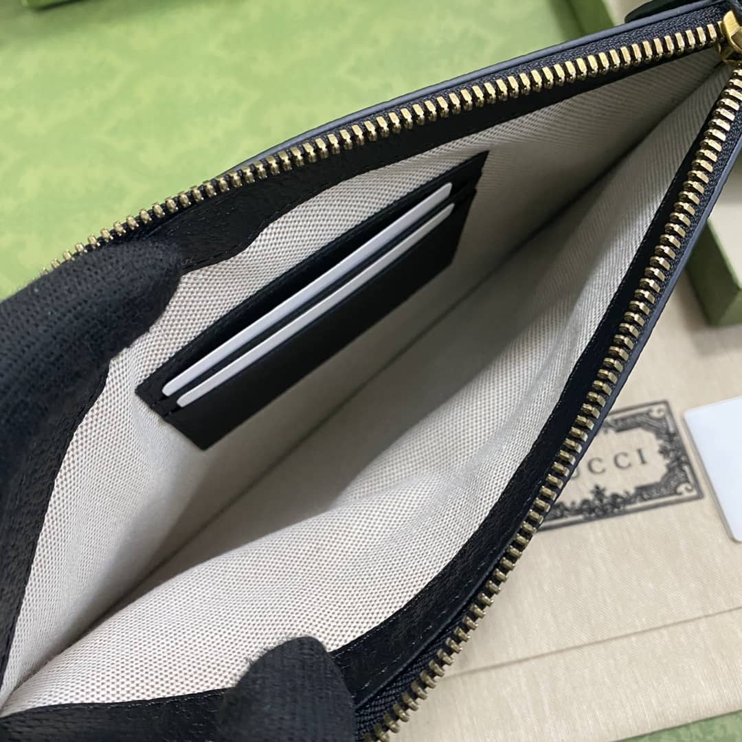 Gvc*1 GG Marmont Black Leather Pouch Replica 658562