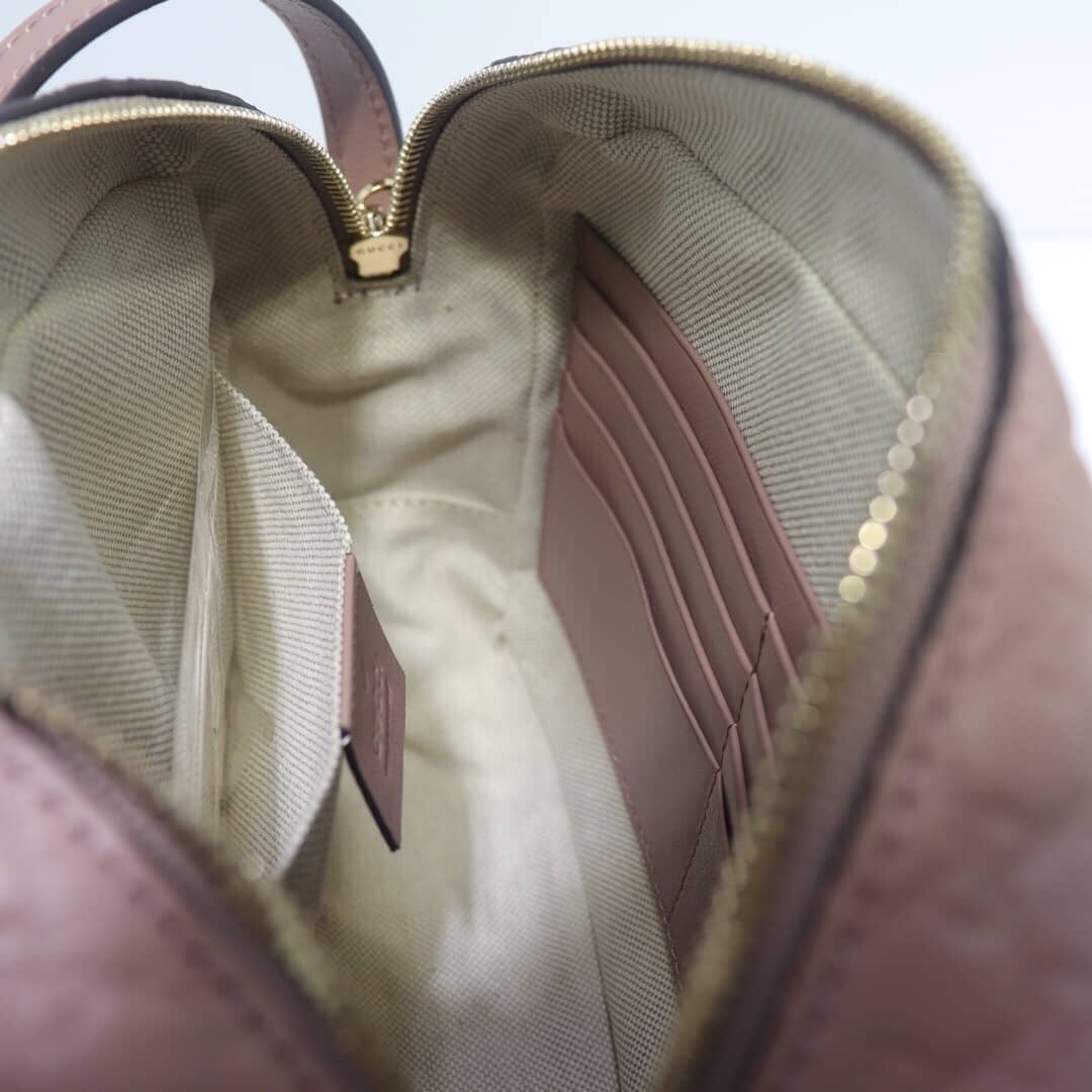 Gvc*1 Bree Gvc*1ssima GG Leather Canvas Camera Bag Replica Apricot 449413