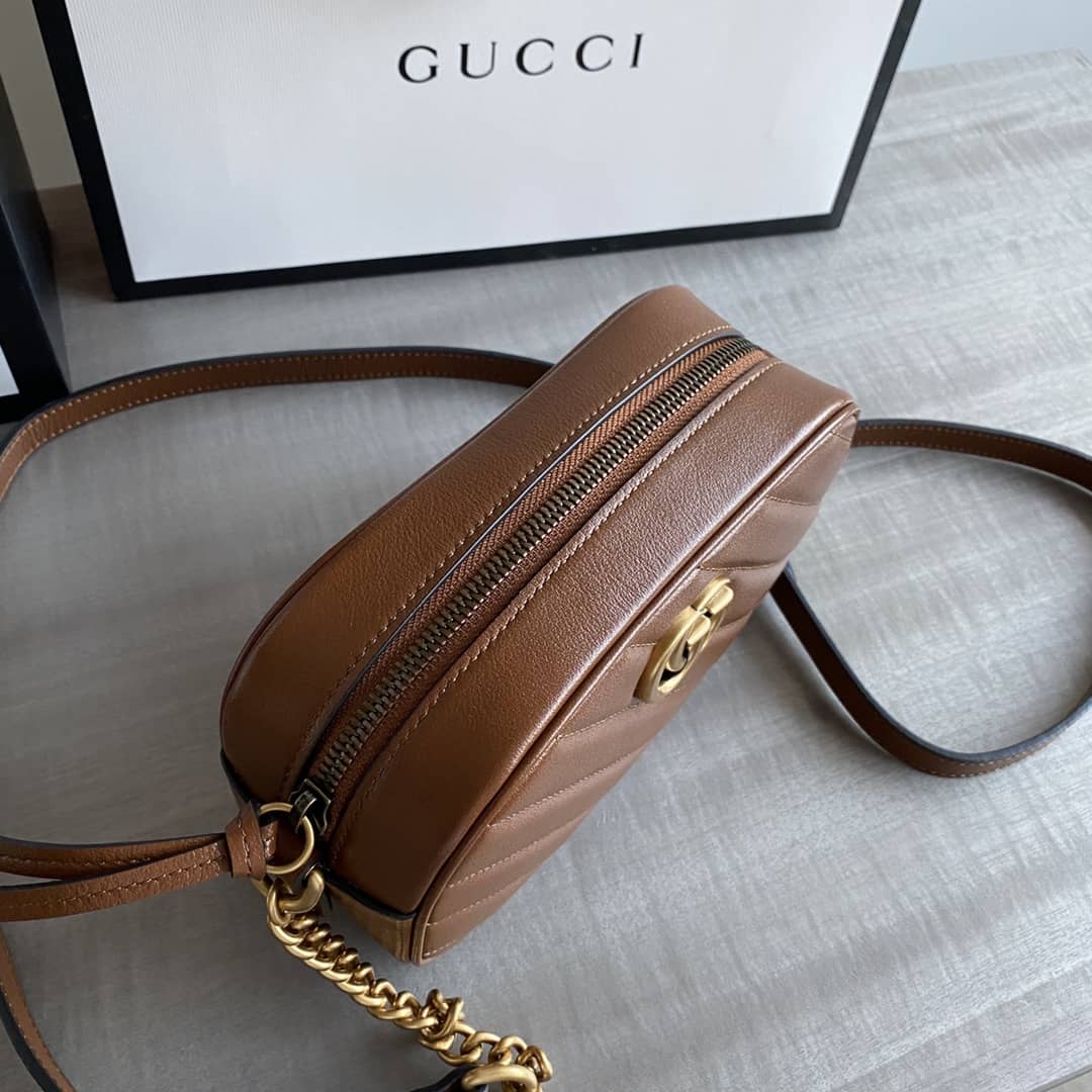Gvc*1 GG Marmont Matelassé Mini Bag Replica Brown 448065