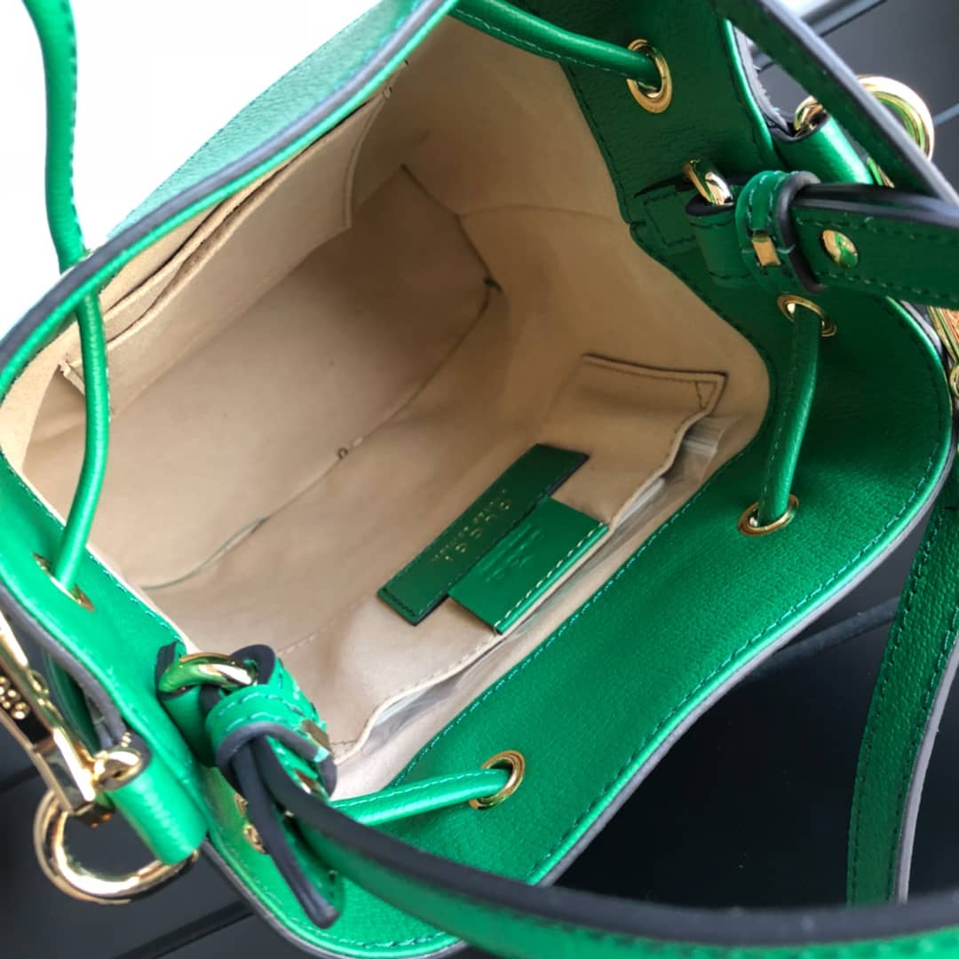 Gvc*1 Ophidia GG Flora Pattern Small Bucket Bag Replica Green 550621