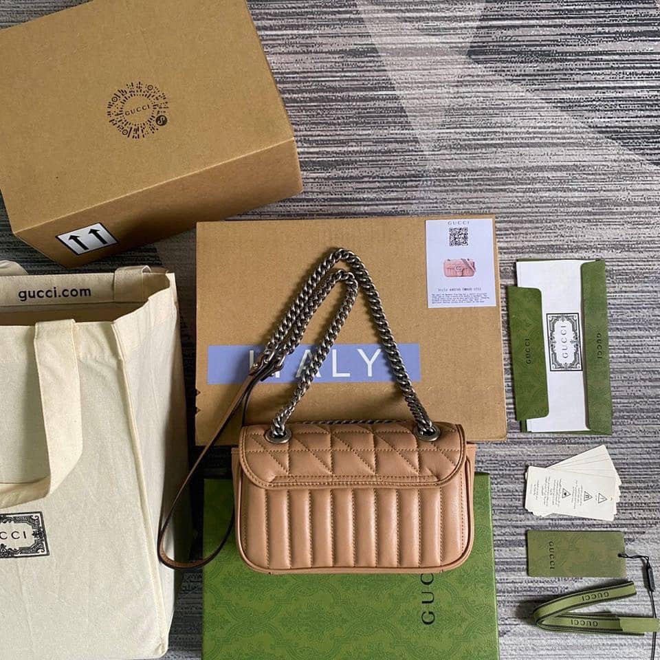 Gvc*1 GG Marmont Mini Matelasse Shoulder Bag Brown Replica 446744