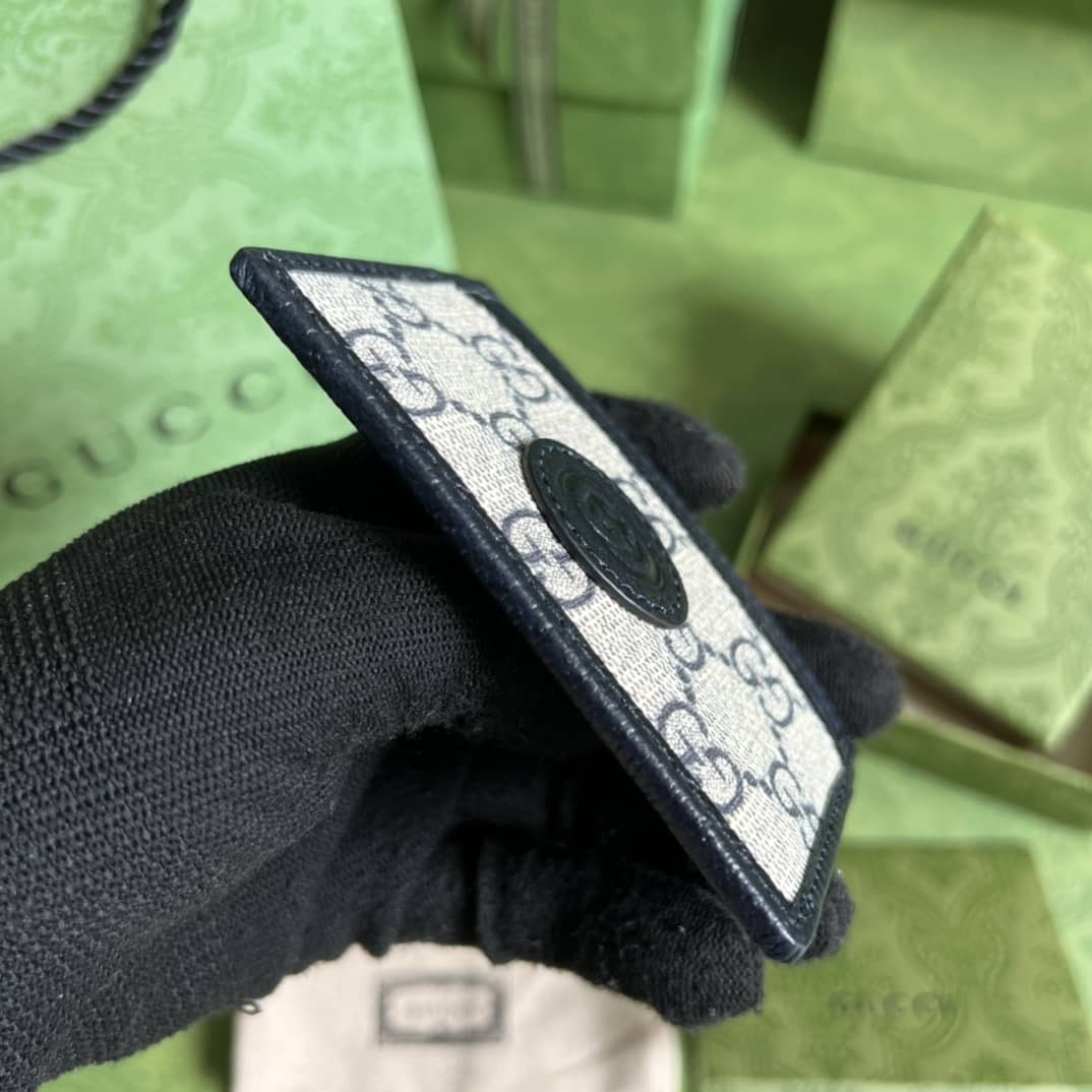 Gvc*1 Interlocking G Card Case Beige Leather 673002 Replica Wallet