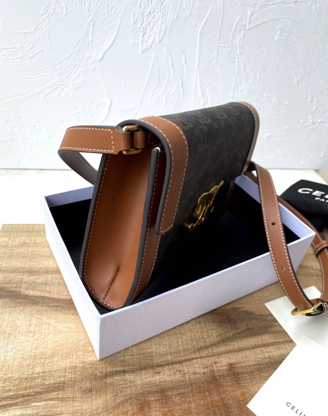 Ce1i*e Triomphe Bag Dupe Calf Leather Shoulder Strap Triomphe Replica Bag