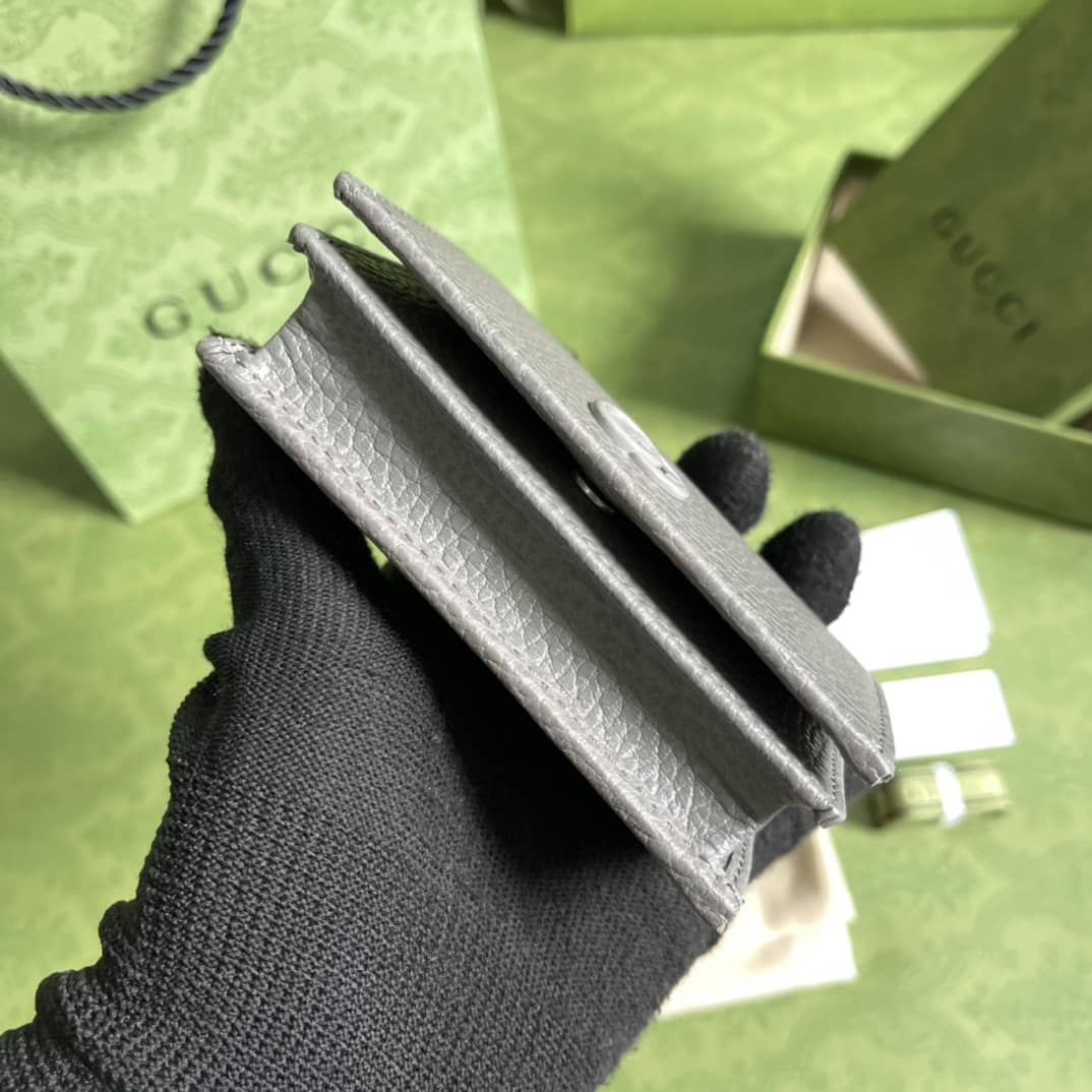 Gvc*1 GG Leather Card Case Wallet Black Replica 456126