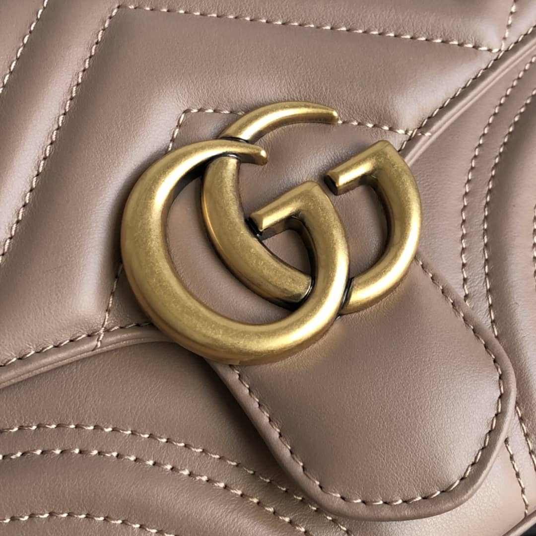 Gvc*1 GG Marmont Mini Leather Top Handle Bag Replica Apricot 547260