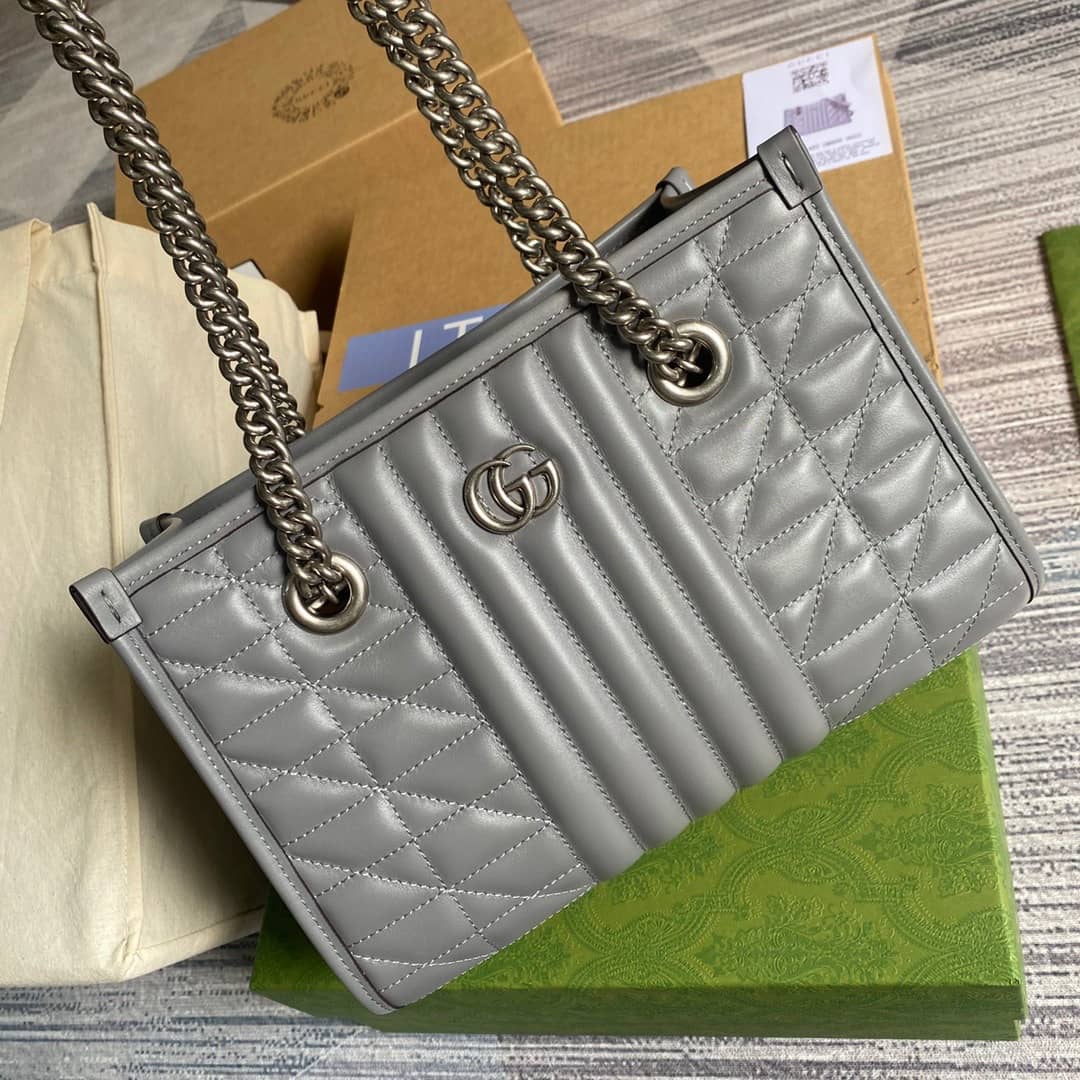 Gvc*1 GG Marmont Small Tote Bag Replica Gray 681483