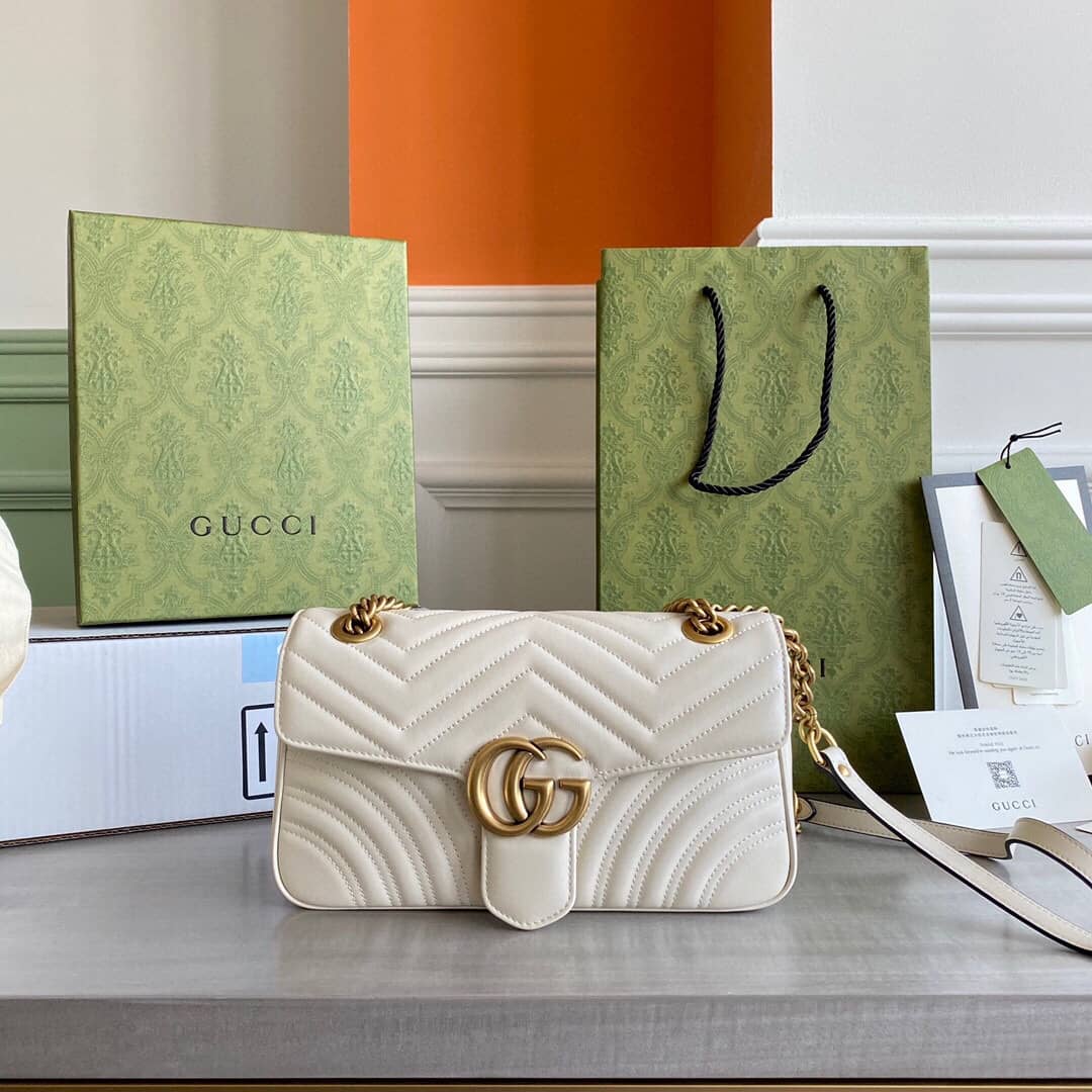 Gvc*1 GG Marmont Matelasse Shoulder Bag Replica White 443497