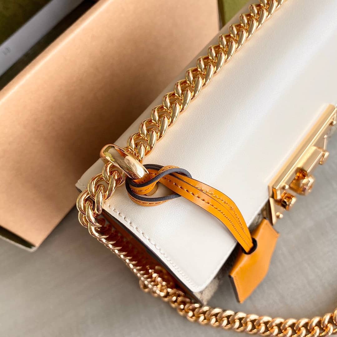 Gvc*1 Padlock Small GG Chain Shoulder Bag Replica White 409487