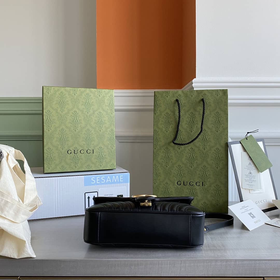 Gvc*1 GG Marmont Matelasse Shoulder Bag Replica Black 443497