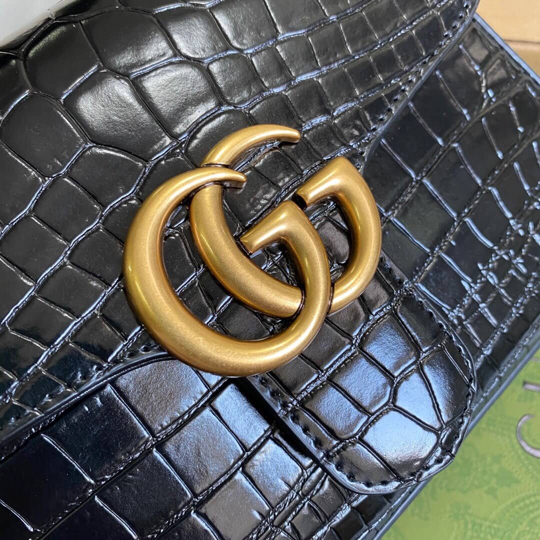 Gvc*1 GG Marmont Mini Leather Top Handle Bag Replica Black 547260
