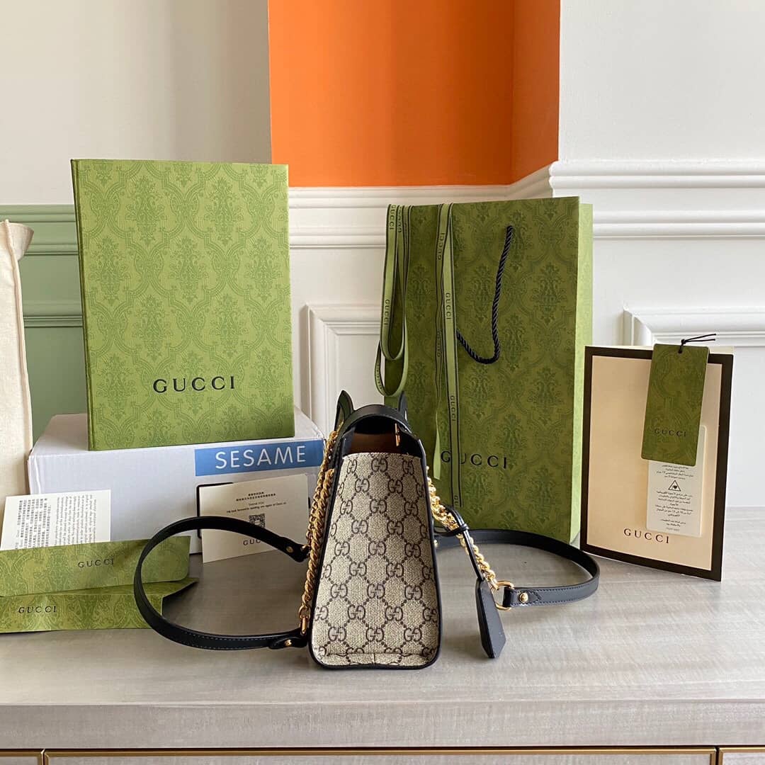 Gvc*1 Padlock Small GG Svp*me Canvas Shoulder Bag Replica Black 498156