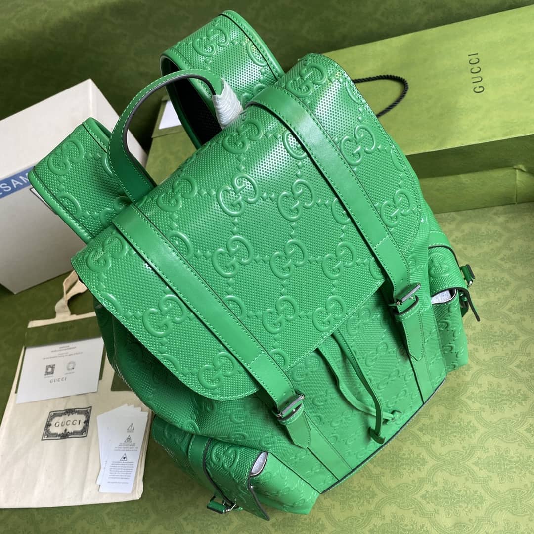 Gvc*1 GG Embossed Backpack Replica Green 625770