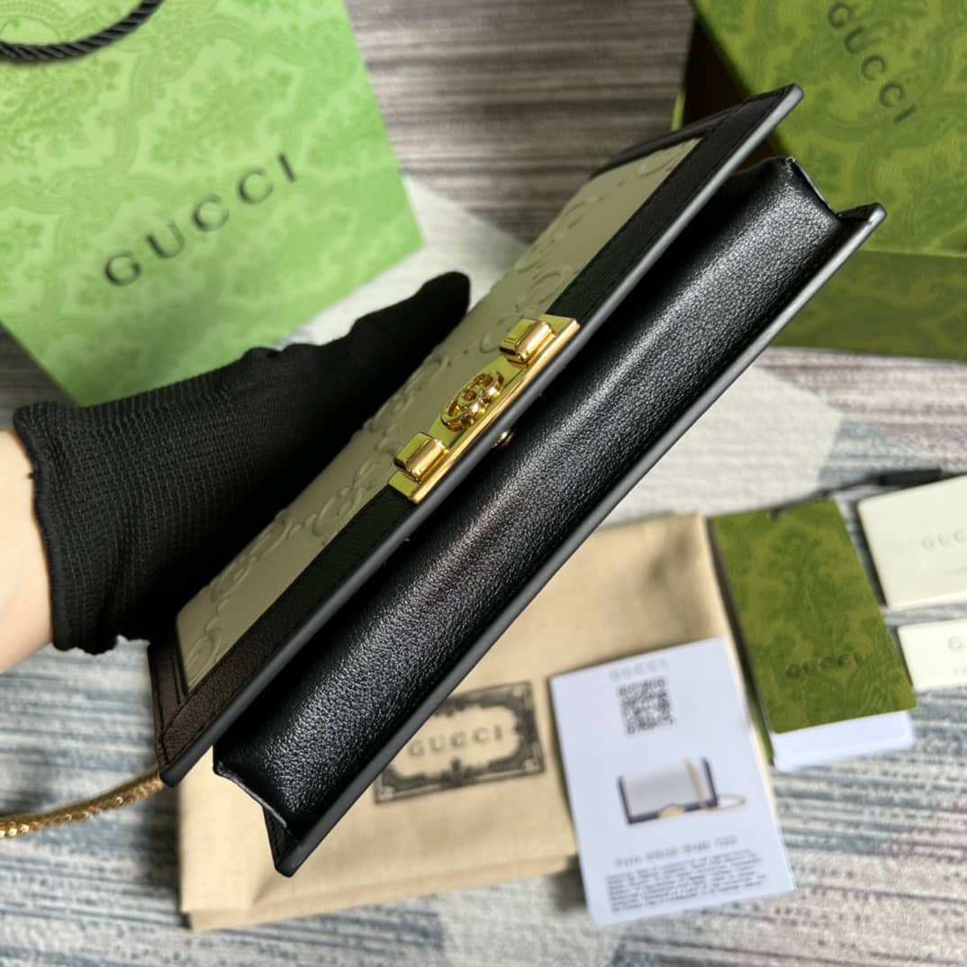 Gvc*1 GG Wallet With Chain Black White 676155 Replica
