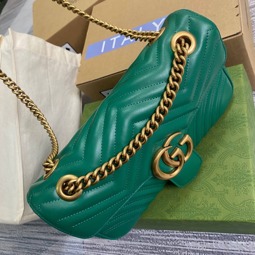 Gvc*1 GG Marmont Matelasse Shoulder Bag Replica Green 443497