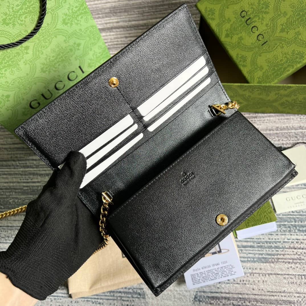Gvc*1 GG Wallet With Chain Black White 676155 Replica